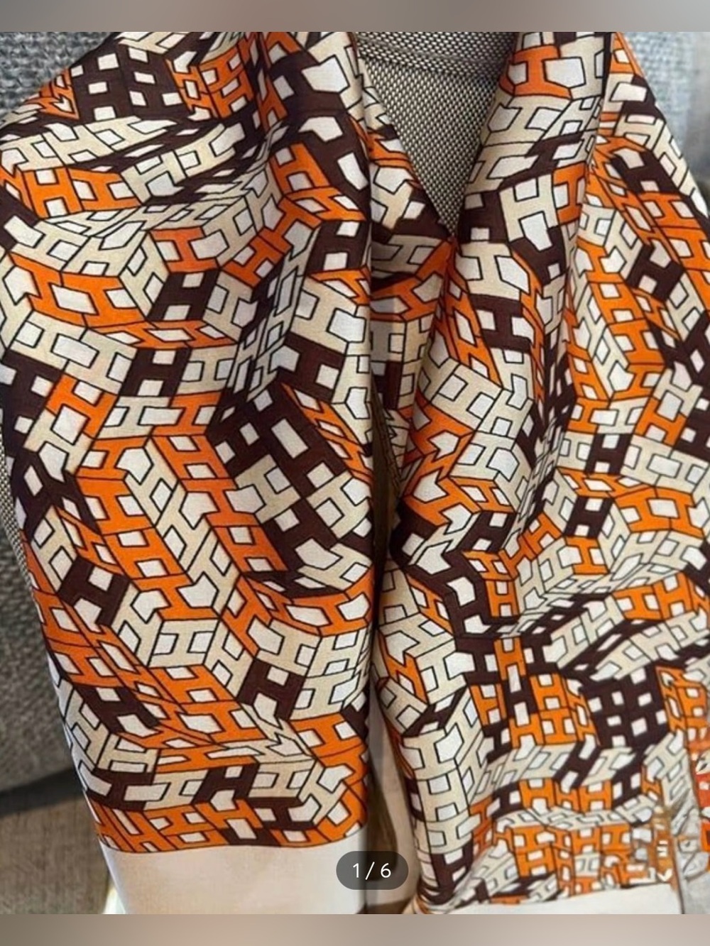 70cmx70cm Square Brown/Orange Scarf
